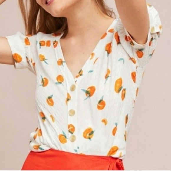 Anthropologie Tops - Anthropologie Maeve Hansley Blouse Top 6 Oranges EUC!